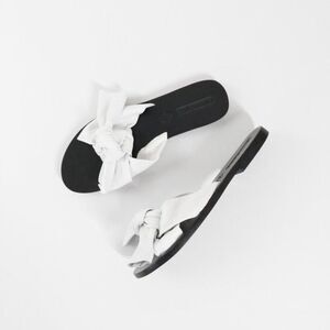 Sol Sana White Knot Bow Slide Sandals